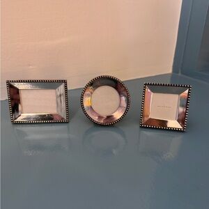 Pottery Barn Mini Silver-Plated Beaded Frames